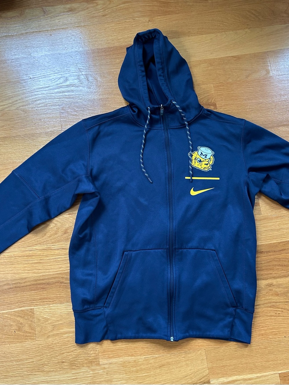 Men's Nike Navy Michigan Wolverines Throwback Logo Full-Zip Hoodie- size M